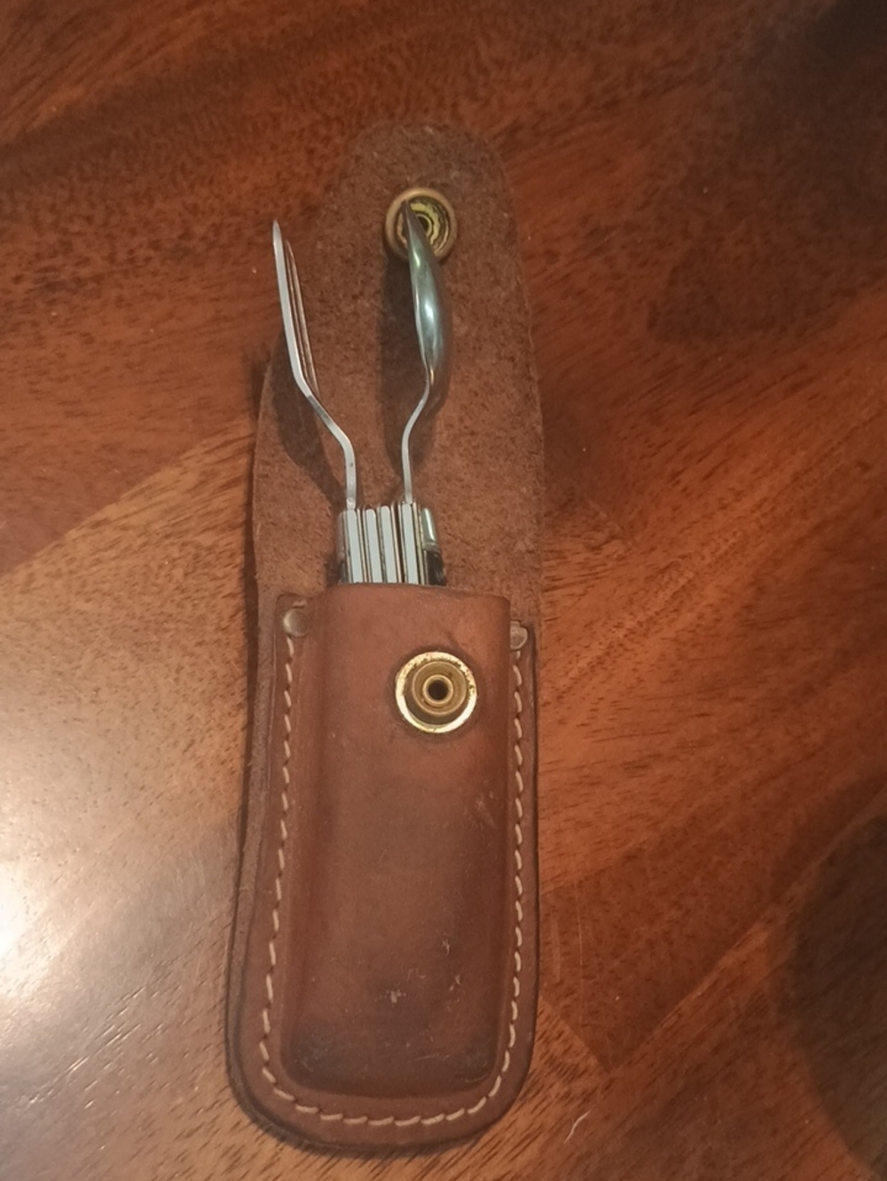 Men's Multi-Tool Grooming Kit in Brown Leather Pouch